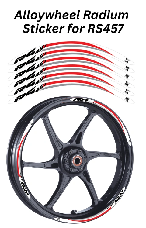 Alloy Wheel Radium Sticker Compatible with RS 457 | Made in Premium Radium with FPF (Fade Protection Film), Waterproof, Precut Sticker, Pack Of 12
